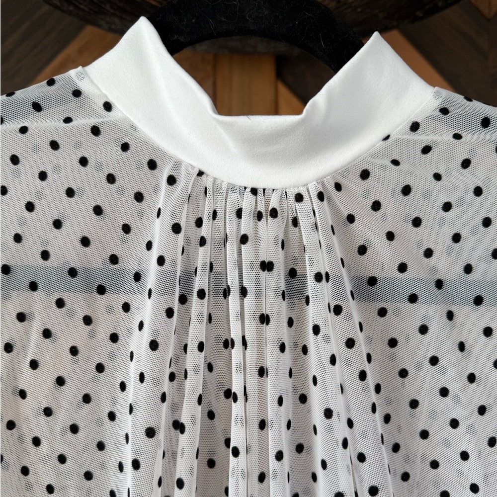 Sheer Polka Dot Crop Top - White and Black - Picture 8 of 8